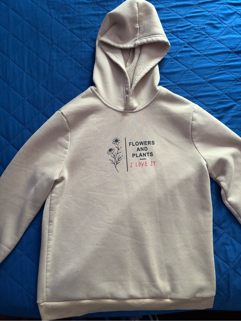 Flowers and Plants Hooded Sweatshirt - Cream